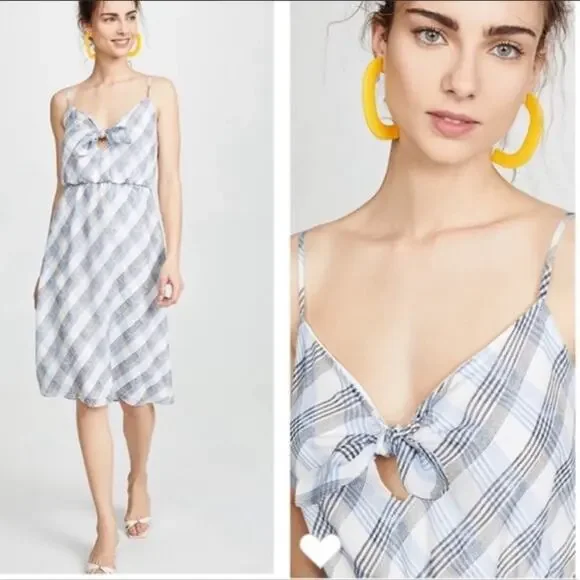 NWT Joie Abiah silk Dress porcelain plaid dress sz XL - Picture 1 of 10